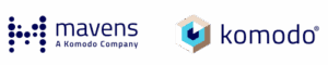 Logos of Mavens, labeled "A Komodo Company," and Komodo, each with distinct geometric icons next to their respective names.